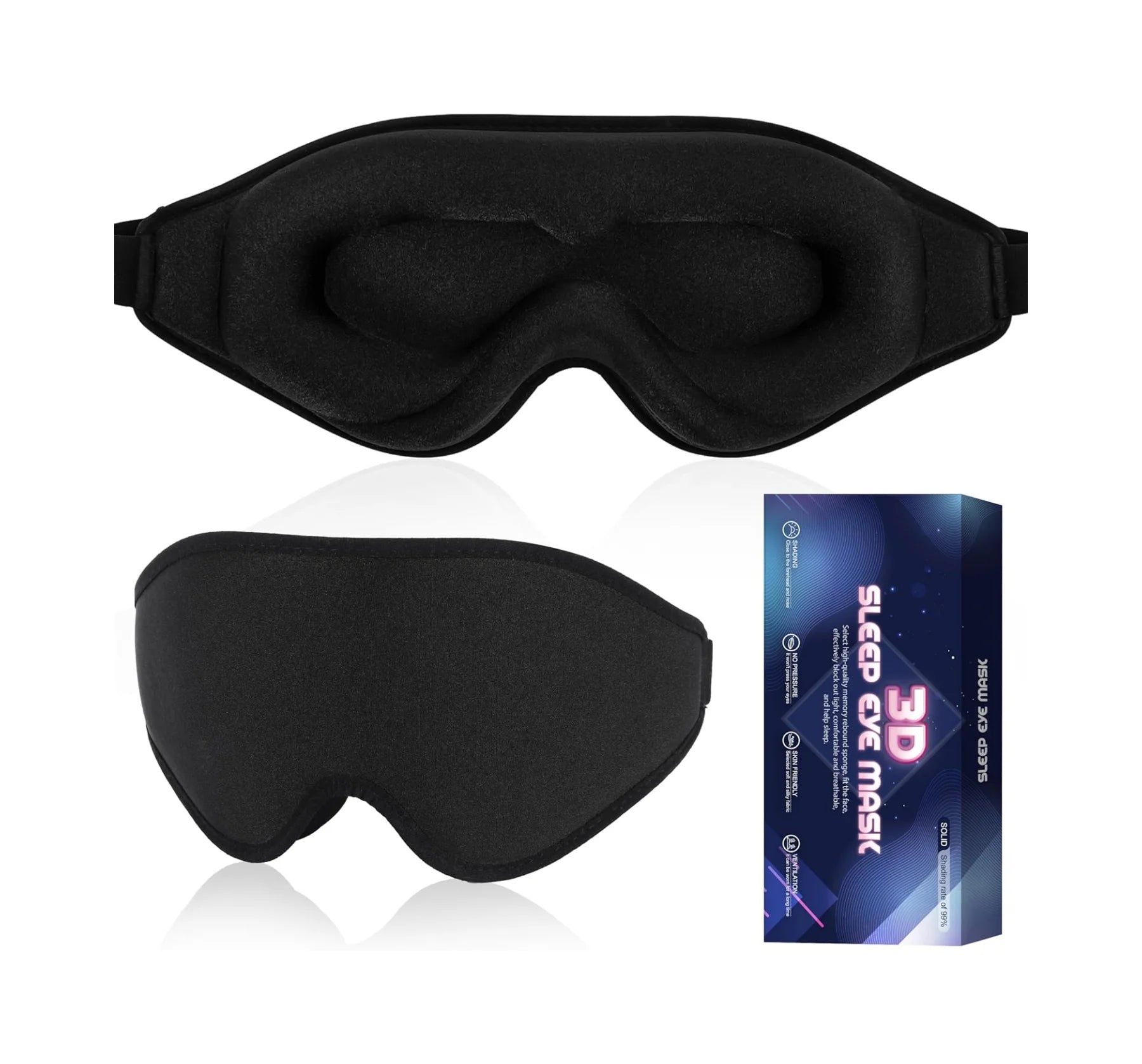 Eye Mask for Sleeping Blackout 3D Contoured Eye Cover Blindfold Sleeping Mask Comfort Sleep Mask for Women Men Side Sleepers