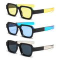 DL GLASSES UV400 Blue Fashion Small Square Sunglasses OEM Custom Unisex Colorful Temple Polygon