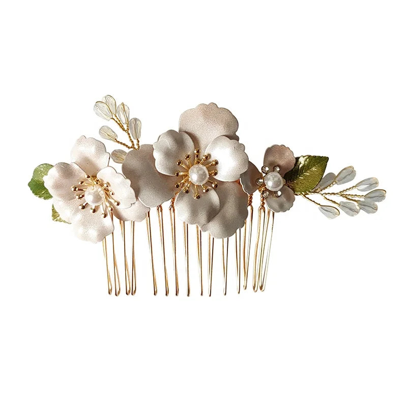Lovely Fancy Wedding Headpiece Tiara Bride Hair Accessories Flower Leaf Hair Comb Vine Headband