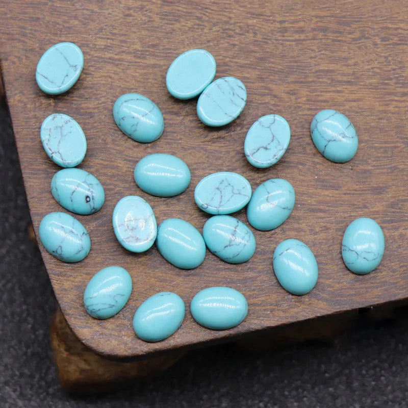 DIY Blue Turquoise fashion jewelry gemstone egg shaped cabochon gemstone for women wholesale crystals