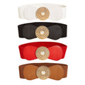 Big Round Alloy Buckle Wide Corset Elastic Belt for Women Waist Belt for Dress Ladies Waistband