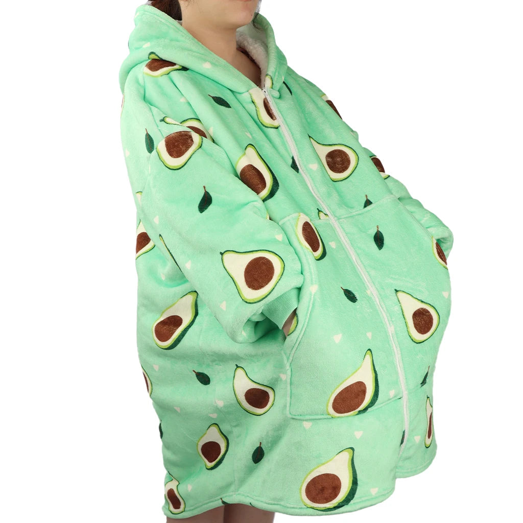 One Size Fits All Panda 3D Digital Printed Oversize Cosy Hoody Tv Wearable Thick Flannel Hoodie Blanket