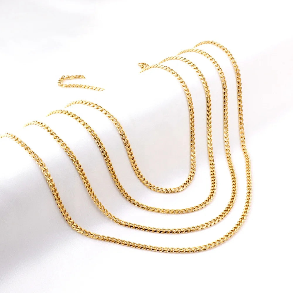 Hip Hop 18k Gold Plated Necklace Waterproof Stainless Steel 3.5mm Chain Necklace Design Jewelry