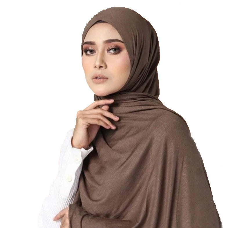 MIO Modal Long Hijab Muslim Scarf with Under Cap Women Turban Scarf Set Pure Color Hijabs Soft Inner Hat Stylish