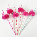 Popular Wholesale Flamingo Paper Straw Environmentally Honeycomb Striped Straw Birthday Decoration Paper Drinking Straws