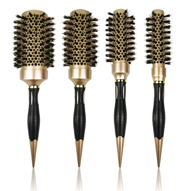 2020 Salon Equipment Round Brush Aluminum Tube Nylon Bristle Hair Curling Comb