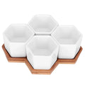Hot Sale Plant Pot 2.76*2.56*1.97in 4Pcs Flower Pot Desktop Decor With Bamboo Tray Yard for Home Balcony Garden