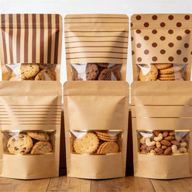 Eco Friendly Packing Ziplock Zip Lock Print Stand up Pouch Packaging Custom Kraft Paper Bags With Window