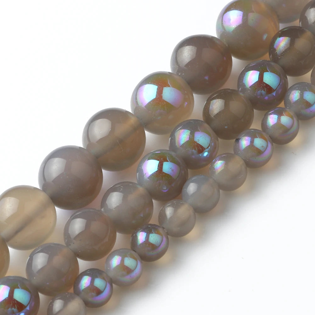 Semi-precious 6/8/10MM Grey Agates Labradorite Round Loose Beads For DIY Jewelry Making Bracelet