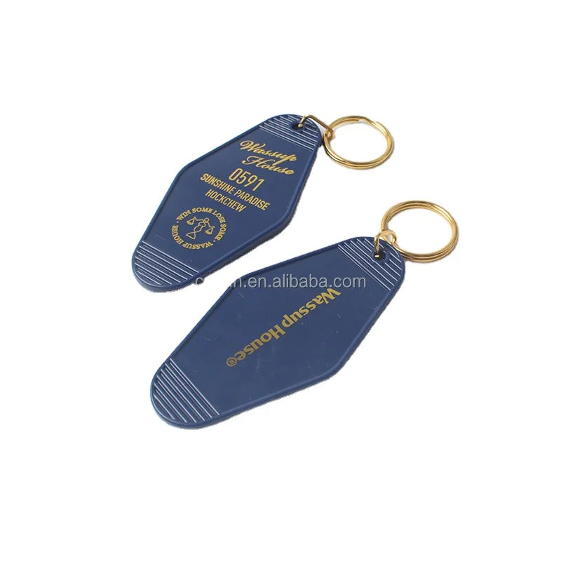 Wholesale Custom Logo Promotional Blank Plastic Retro Vintage Motel Room Hotel Keychain