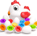 Chicken Easter Eggs Toys Color Matching Game Shape Sorter with 6 Toy Eggs for Kids Fine Motor Skills Sensory Education Toy