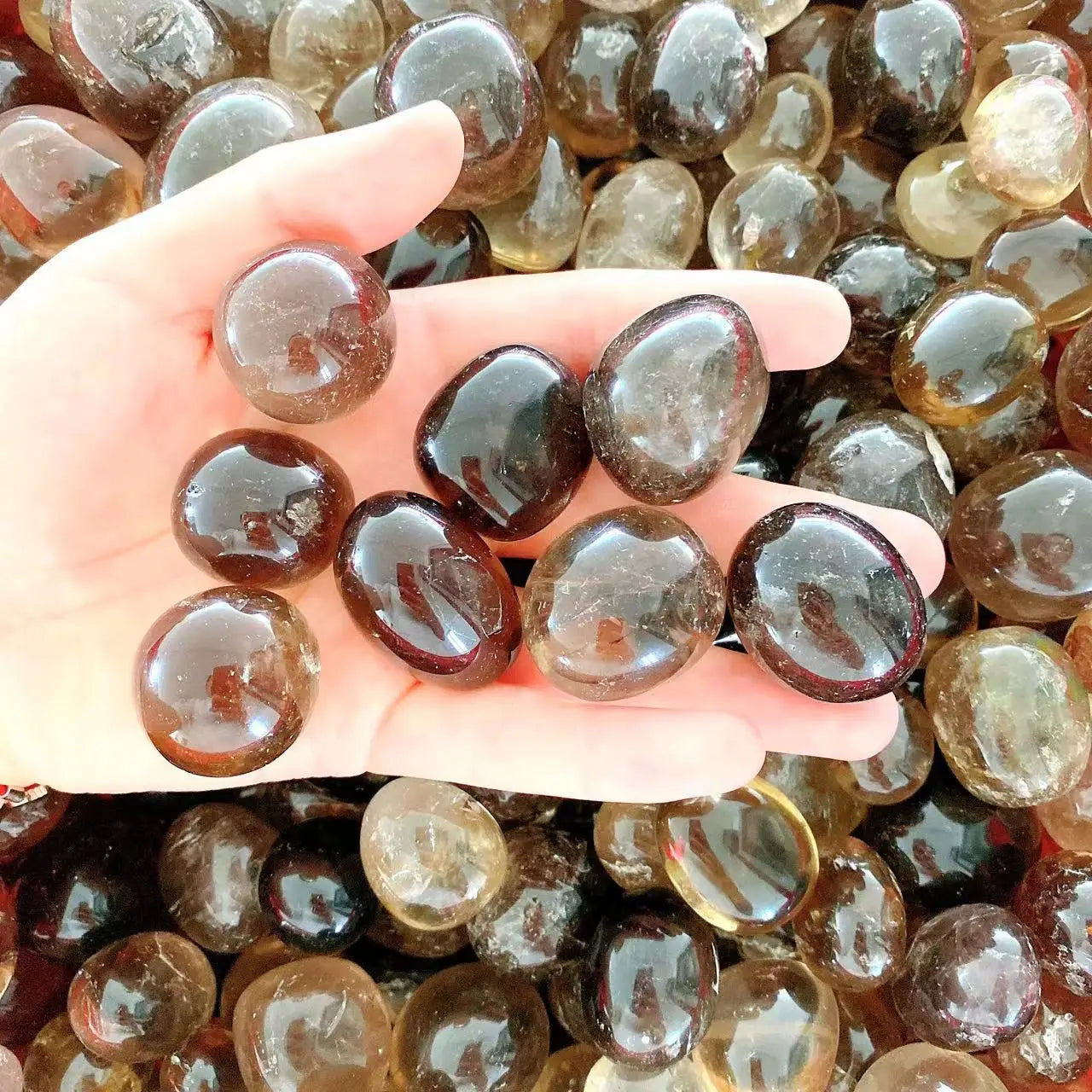 Hot Sale High Quality Polished Smoky Quartz Tumbled Stone Crystal Tumbles for Home Decoration