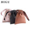 DIGU Dustproof Jewelry Pouches Custom Logo Printed Small Drawstring PU Leather Jewelry Storage Packing Bag