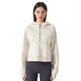 Y2k Fall Clothes Trendy Outfits Women Half Zip Cropped Hoodies Fleece Quarter Zip up Pullover Sweatshirts