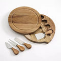 Wholesale Custom Logo Small Round Acacia Wood Cheese Board Set With Knife Slicer Cheese Plate