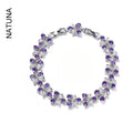 Natuna Factory Price Mix Colors Couple Bracelet Leaf Zircons Female Wholesale Women'S Bracelet Brass Thin Zircon Bracelet