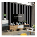 Modern Black and Grey Striped Vinyl Pvc Wall Paper Wallcovering Decorative Wallpapers for Living Room Home Coffee bar
