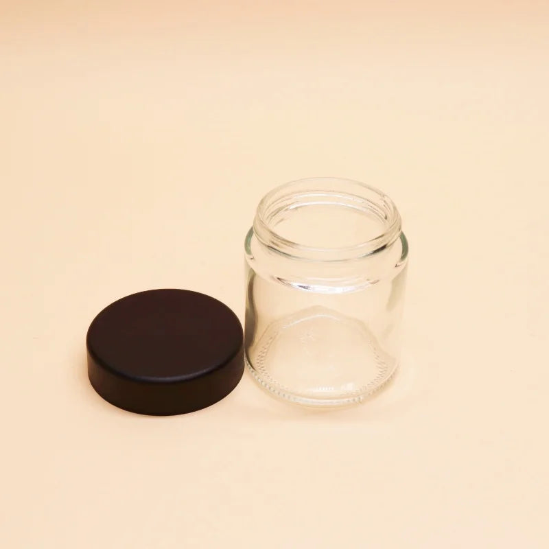 Glass Cosmetic Cream Jar Packaging Black Smooth Childproof Lid Glass Jar 1oz 2oz 3oz 4oz Wide Mouth Empty Glass Jar