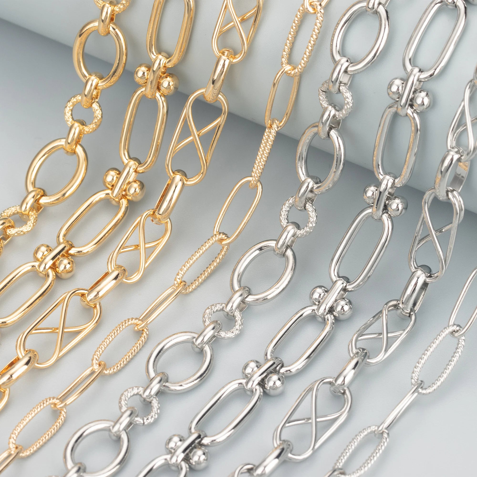 C169 1m/Lot DIY Chain Nickel-Free 18K Gold Rhodium Plated Copper Charm Jewelry Bracelet Necklace Making Pass REACH