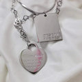 Custom logo love Necklace Non Tarnished Engraved Heart Pendant square Rectangular Minimalist Geometry Design Charm Necklace