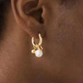 JOOLIM Jewelry PVD 18K Gold Plated Dainty Elegant Pearl Hoop Earring Stainless Steel Jewelry