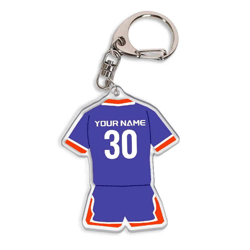 2024 Creative Soccer Jersey Custom Logo Acrylic Key Chains Jersey Shirt Key Chain Football Stars Messi Keychains