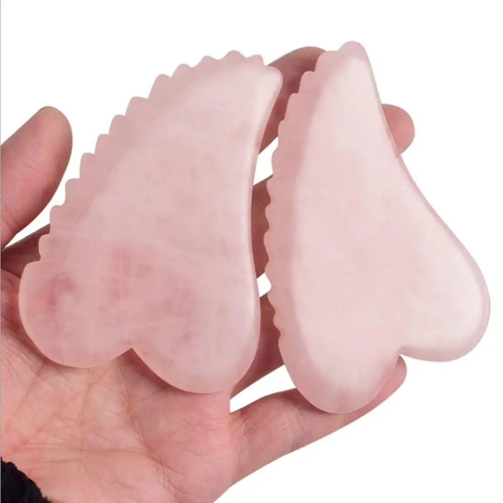 Gua Sha Comb Edge Scraping Rose Quartz Natural Crystal Stone Gua Sha Scraping Massage Tool SPA Therapy Comb Edge Gua Sha Board