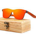 Custom Logo Hot Selling Polarized Square Wood Sunglasses Colorful Mirror Lens Natural Wooden Sunglasses Men