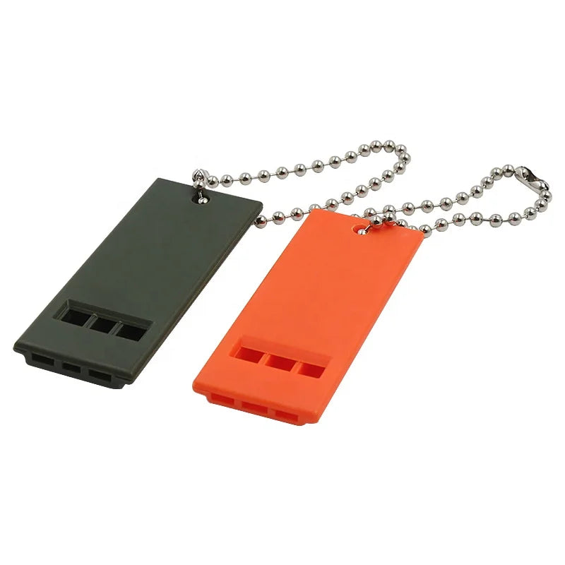 Marine Emergency Plastic Loud Voice Whistle Custom Printed Orange Outdoor Whistle with Keychain