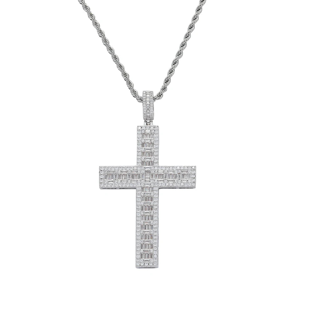 CN452 Brass CZ Pendant  Hip Hop Cross Necklace for Party Gift