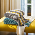 Machine Washable Printed Versatile Wavy Sofa Summer Air-conditioned Nap Bohemian Knitted Striped Living Room Blanket