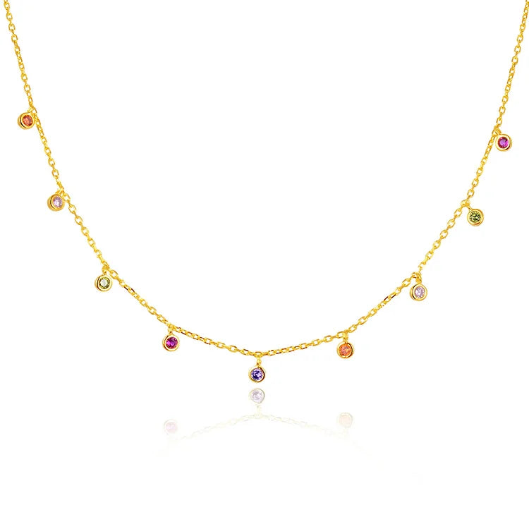 POLIVA 925 Sterling Silver Circle Choker Necklace Rhodium and Gold Plated with Zircon Gemstone for Weddings or Gifts