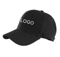 100% Polyester Black 6-Panel Baseball Cap Sporty Style for Outdoor Sports Polyester Fabric