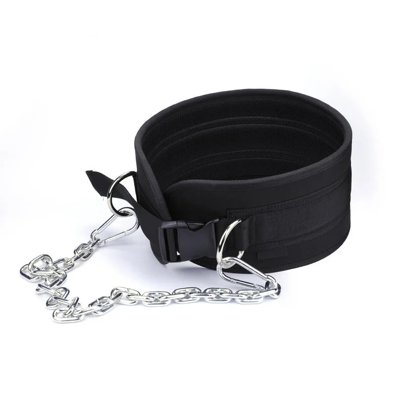 2024 Custom Logo Gym Fitness Exercise Weighted Belt Cowhide Breathable Weightlifting Dipping Steel Chain Nylon Deep Pull Belt