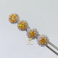 GRA Certificate 925 Sterling Silver 6.5mm Hip Hop champagne Moissanite Screw Back Flower Stud Earrings