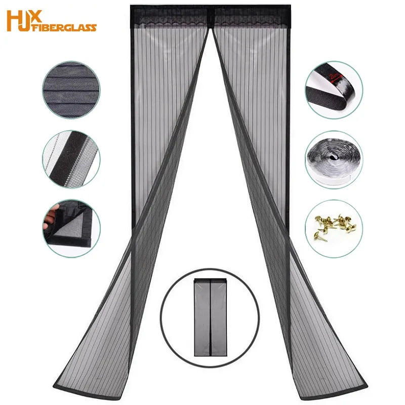 Wholesale Modern Design Summer Magnetic Mesh Screen Anti-Mosquito Door Net Curtain Full Frame Hook Loop Top Lace with New Design
