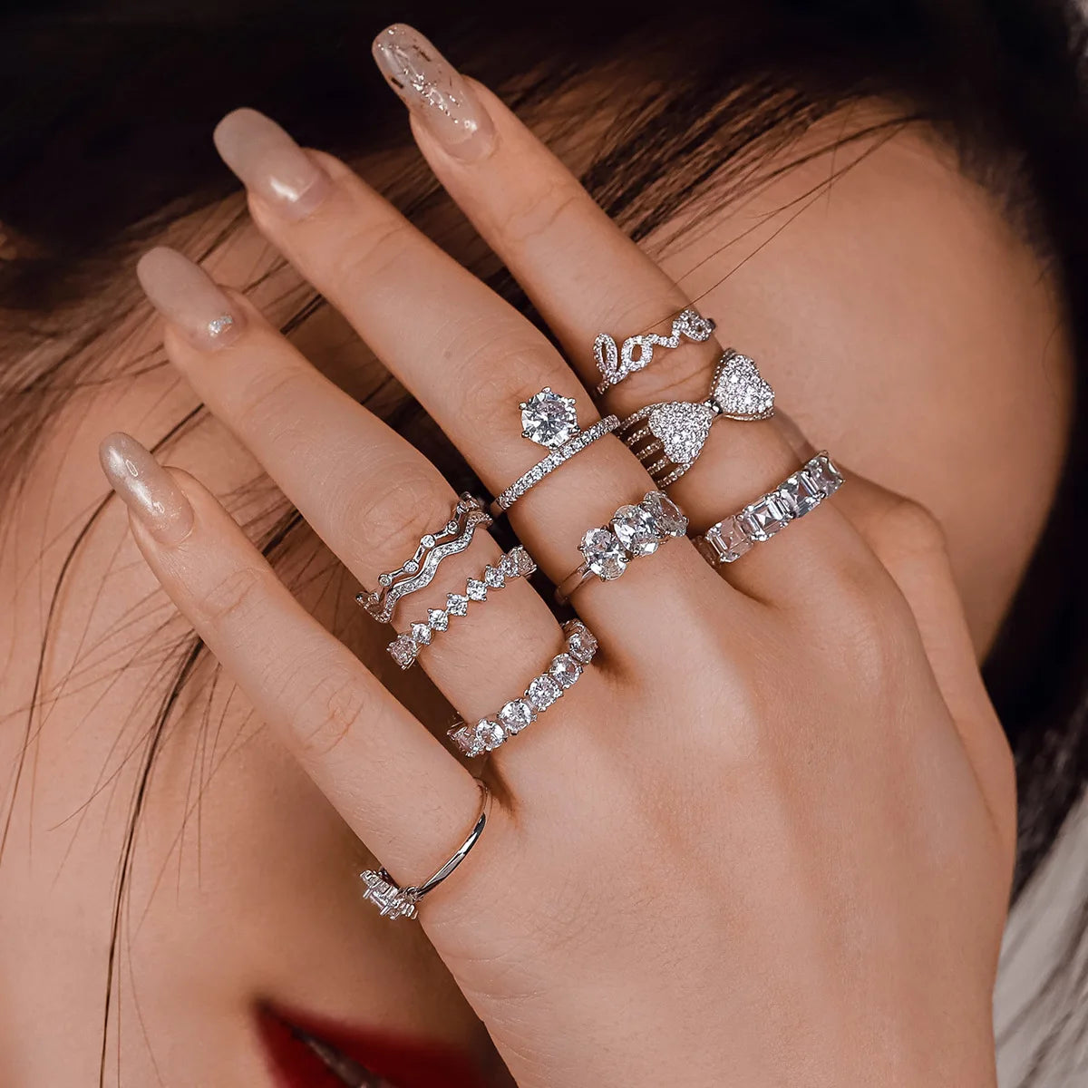 New Trendy 5A+ Zircon Rings Hypoallergenic Custom Size Engagement Jewelry Genuine 925 Sterling Silver Rings for Women