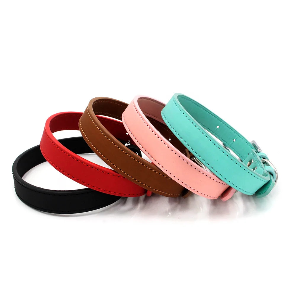 Adjustable PU Leather Pet Leashes and Collars Solid Pattern