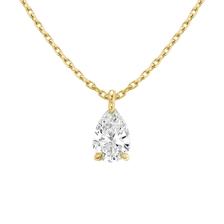 Classic Sterling Silver18k Gold Vermeil Jewelry Cubic Zirconia Teardrop Pendant Necklace