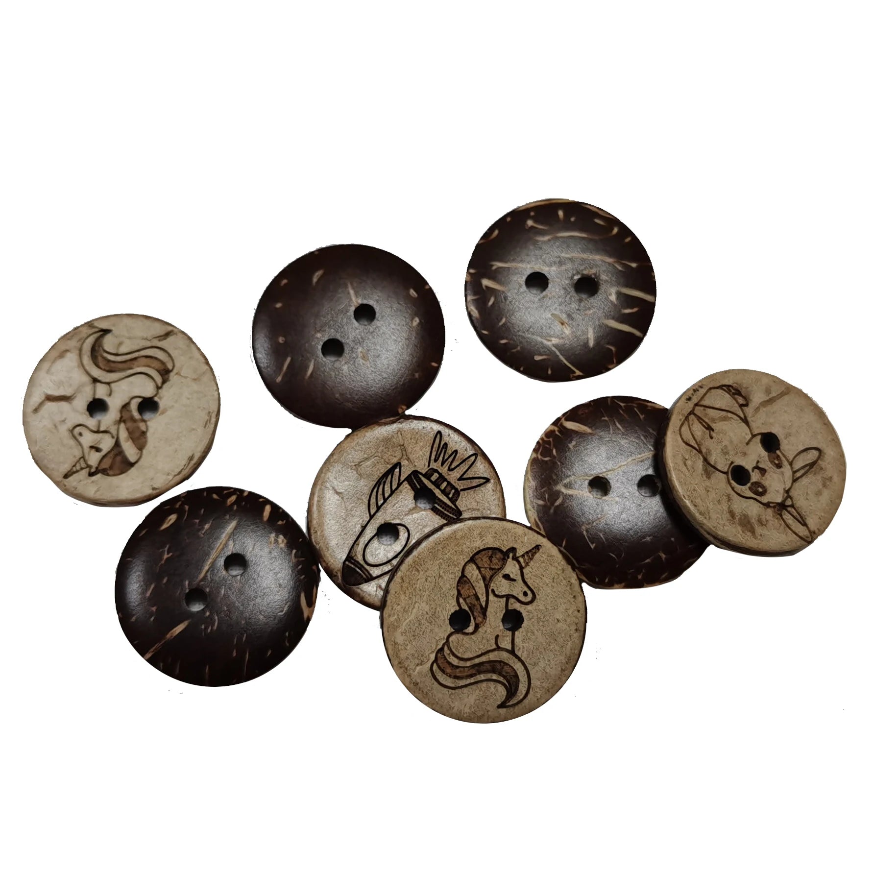 Custom Logo Size Cartoon Anime Natural Wood Coconut Shell Button Coconut Button