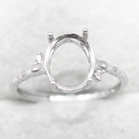 Sterling Silver 8*10mm Semi Mount Ring Empty Frame Blank Support Claws Setting S925 Base Holder Without Center Stone for Inlay