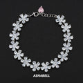 Wholesale Luxury Fashion 925 Sterling Silver White Crystal Zircon Flower Bracelet Women Wedding Jewelry Gift