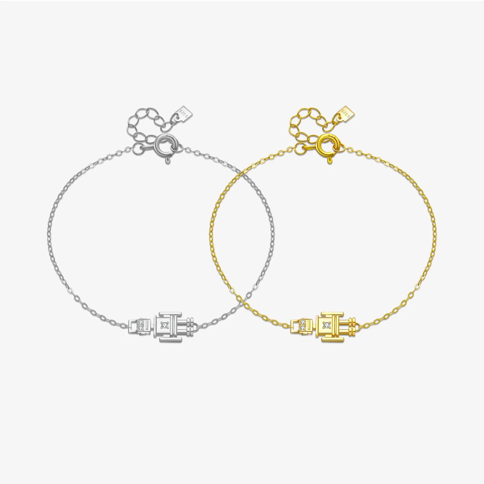 FUAMAY Fashion 18K Gold Plated 925 Silver Men Robot Bracelet Argent 925 Wholesale Dainty Silver 925 Geometric Robot Bracelets