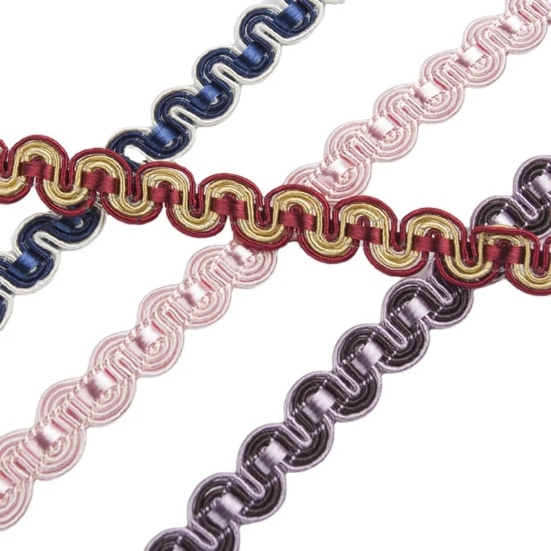 15m Upholstery Decoration Sofa Shoe Hat Trimming Lace Braided Diy Stitching Sewing Small S Shape Edge Lace Trim for Curtain 10mm