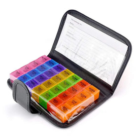 3 Times a Day Pill OrganizerWeekly Medicine Pill Box PU Leather Medication Pill Holder for Vitamin