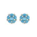 Korean cat Eye Stone Blue Flower Earrings with Personalized Design Simple and High-end Temperament Earrings