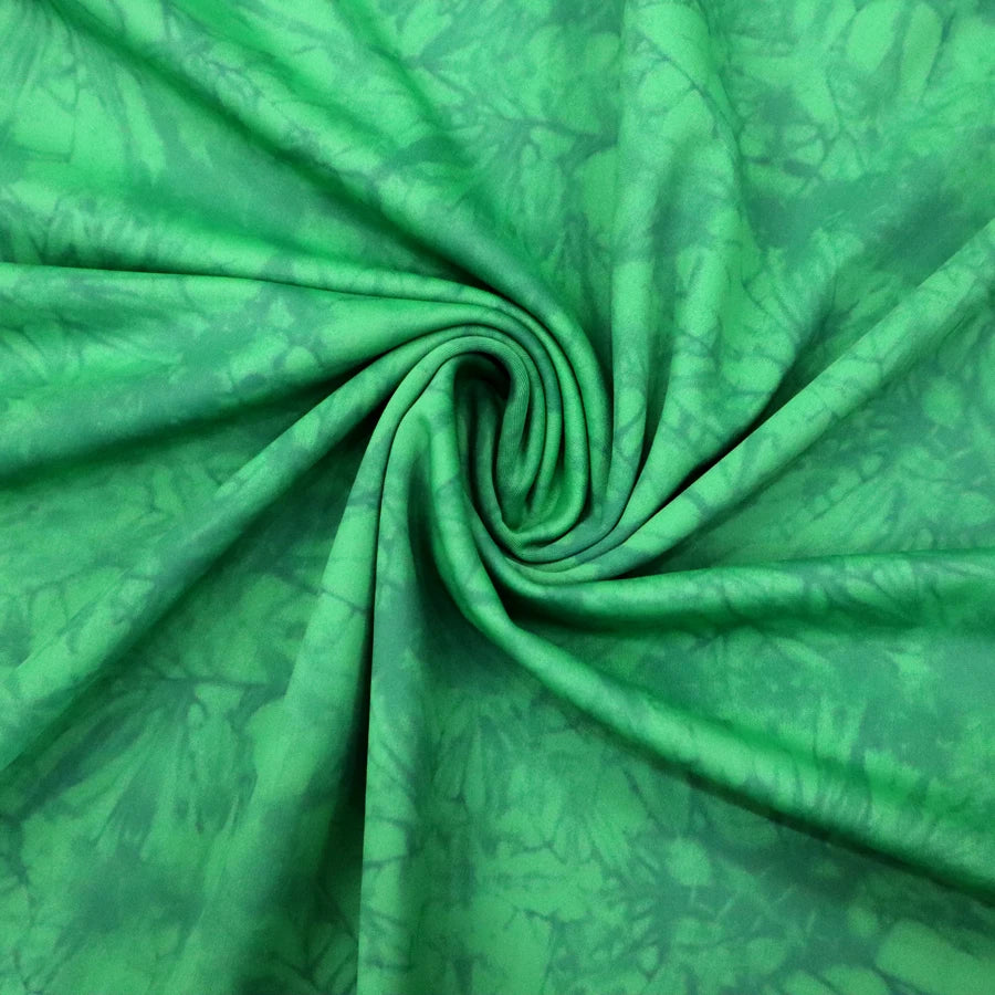 Sweat Release Polyester 73 Spandex 27 High Elastic Cotton Like Tricot Knit Transfer Print Tie Dye Fabric