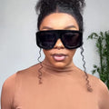 Retro Square Thick Side Sunglass Wide Temple Custom Logo Luxury Thick Frame Oversized Sunglasses