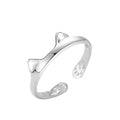 Back to School Trendy Rhodium Plated 925 Sterling Silver Cute Cat Paws Adjustable Rings for Girls