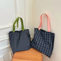 Retro Plaid Women's Shoulder Bag Large Capacity Ladies Casual Tote Shopping Bags Double Layer Female Stripe Travel Handbags